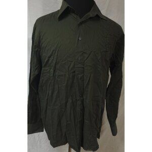 Calvin Klein CK Mens 16.5 34/35 Dark Green Long Sleeve Cotton/Lastol XLA Shirt